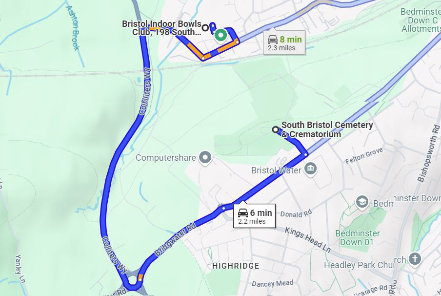 South Bristol wake venue directions